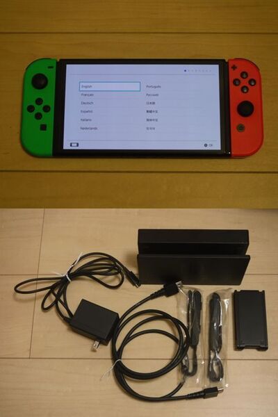 【美品】Nintendo switch ニンテンドースイッチ 有機ELモデル 本体 スカーレット・バイオレットエディション joy-con グリーン ピンク