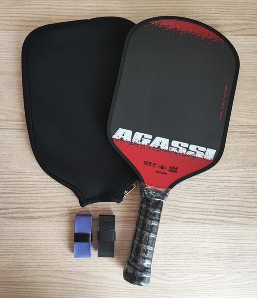 ピックルボール パドル AGASSI T700カーボンファイバー 赤 黒