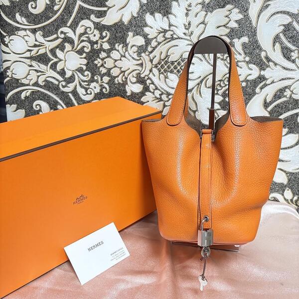 エルメス ピコタンロック PM オレンジ ハンドバッグ □O刻印 レディース ファッション HERMES ブランドバッグ 中古