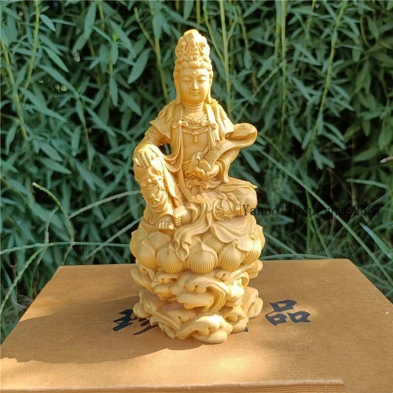 仏像 仏教美術 坐蓮観音菩薩仏像 木雕刻品 木彫り仏像 職人手作り