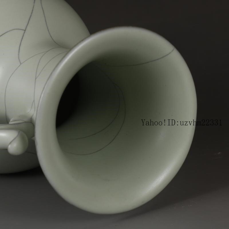 宋官窯汝窯双耳賞瓶 装飾品 現代工芸品 美術品