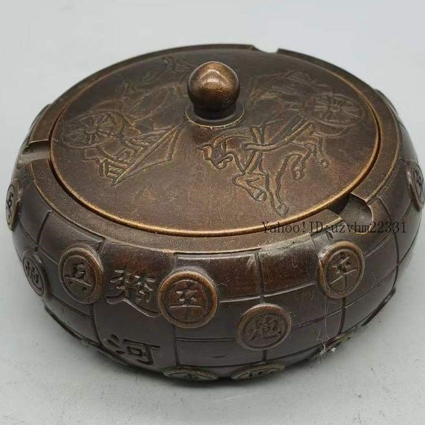 銅細工 招財進宝 灰皿 客間灰皿 装飾品 工芸品 美術品 置物