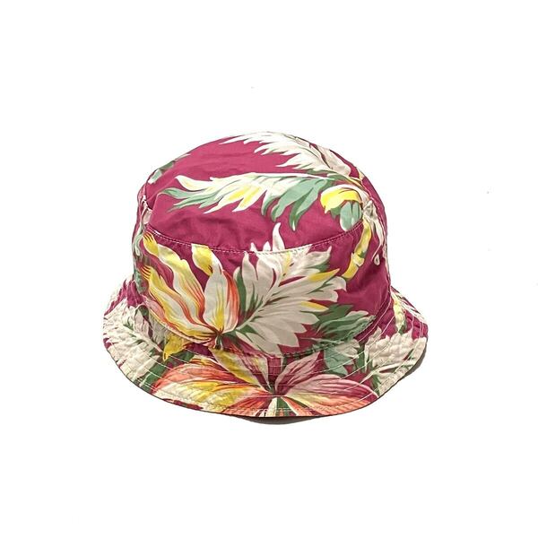 美品 ポロ ラルフローレン アロハ ハワイアン 花柄 バケットハット ハット コットン 帽子 総柄 Polo Ralph Lauren