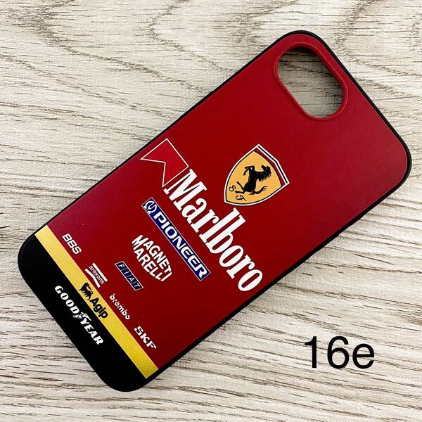 マールボロ フェラーリ iPhone 16e ケース F1 Ferrari マルボロ プロスト アレジ シューマッハ スマホ