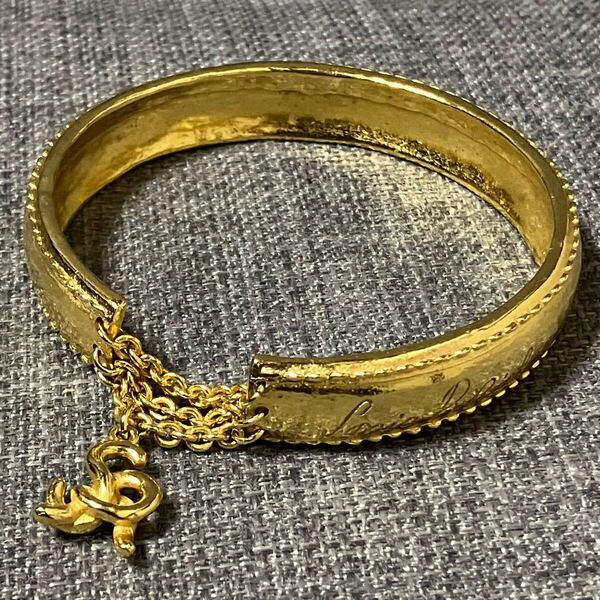 【m】 美品 SONIA RYKIEL ソニアリキエル SRロゴチャーム バングル ゴールドカラー