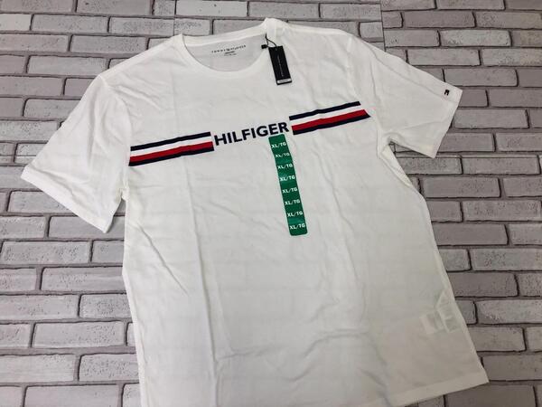 (2)トミーヒルフィガー メンズ 半袖 ロゴ Tシャツ ホワイト XL