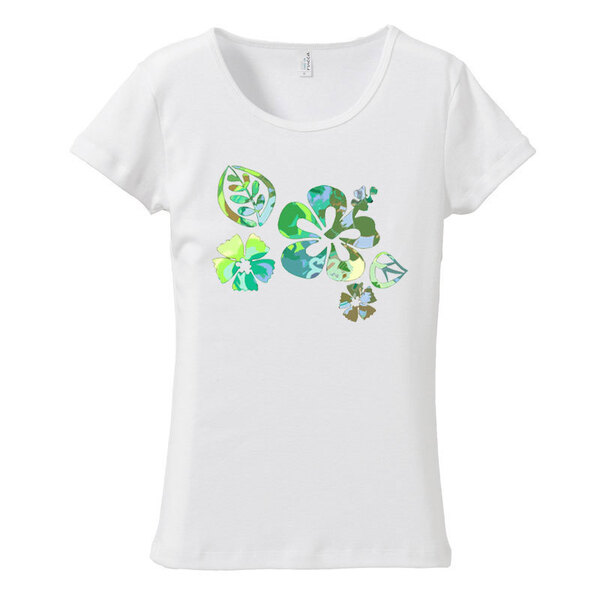 (XL)ホワイト【tf115】*カモフラハイビスカスプリント*メール便発送送料無料半袖Tシャツハワイフラダンスレディース南国カジュアルハウラ