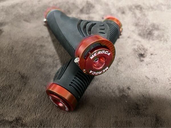 レッド 赤 通気性 ハンドルバー グリップ アルミ キャップ 自転車 MTB マウンテンバイク クロスバイク エルゴグリップ
