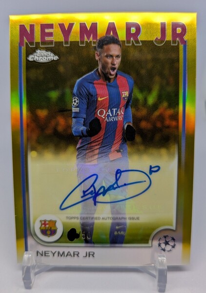 ネイマール サインカード 2024-25 Topps Chrome UEFA Club Competitions neymar jr 50シリ gold ゴールド autograph barcelona トレカ