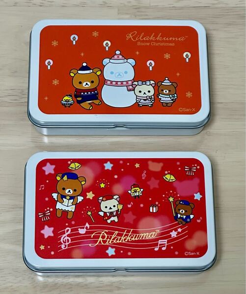 リラックマ☆クリスマス キャンディ缶 缶のみ 2種セット 雪だるま 天使 小物入れ