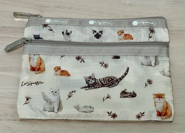 レスポートサック LeSportsac☆BAILA 猫柄 2段ファスナー ポーチ 新品未使用 非売品 付録