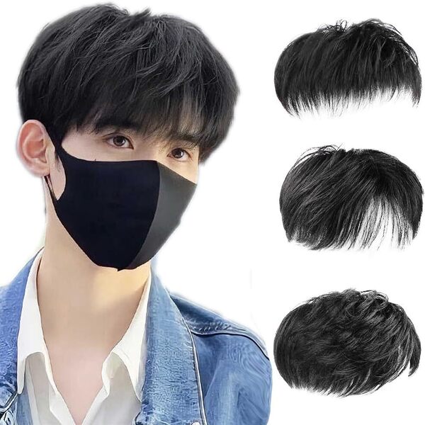 部分ウィッグメンズ 18cm×20cm 自然色 人毛 手植え ポイントウィッグ ヘアピース 薄毛隠し 白髪隠し 増毛 ふんわり付け毛 男性用かつら
