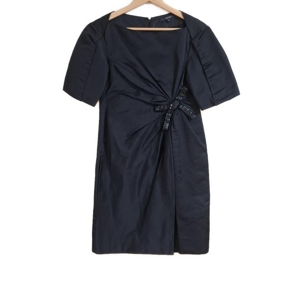 値下げ　グッチ　GUCCI 黒のひざ丈半袖ワンピース　42 美品 グッチ 21SS ホースビット ブラックドレス レディース 黒