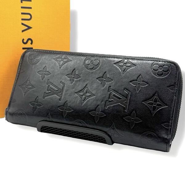 ICチップ ルイヴィトン 長財布 ジッピーウォレット ヴェルティカル NM M62902 モノグラム シャドウ ブラック メンズ cp8