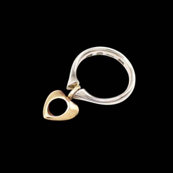 Georg Jensen ジョージジェンセン ハート ドロップ #246 リング 指輪 925 750 K18 K18YG 15号 スターリングシルバー イエローゴールド 3453