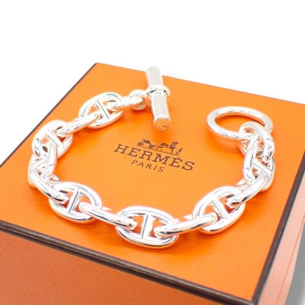 正規品 箱 HERMES エルメス シェーヌダンクルMM 13コマ ブレスレット 925 スターリングシルバー 3450