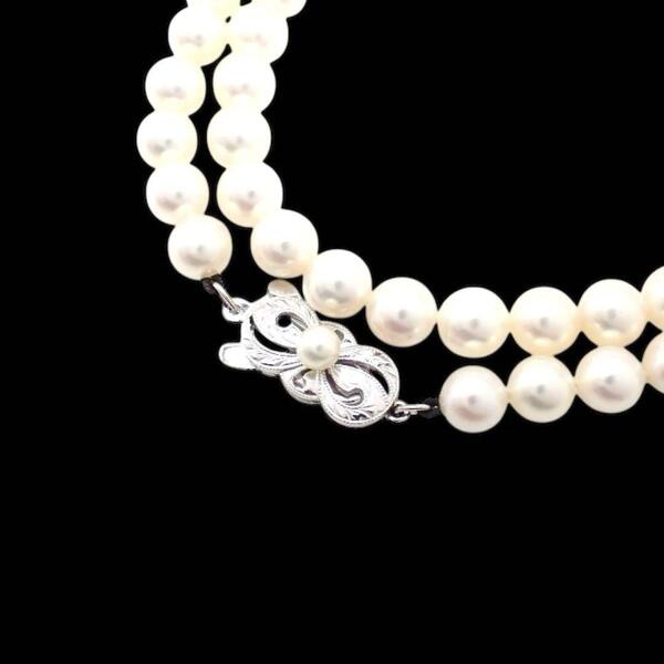 MIKIMOTO ミキモト あこや 真珠 アコヤ真珠 110cm パール 6.0-6.5mm ロング ネックレス 2連 K14WG K14 ホワイトゴールド 3445