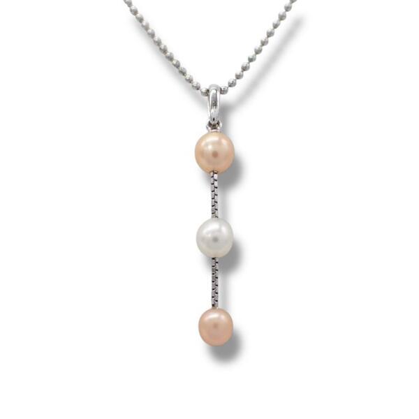 タサキ 田崎真珠 TASAKI ネックレス ペンダント パール 真珠 ドロップ スイング 3連 SV スターリングシルバー シルバー オレンジ 3507