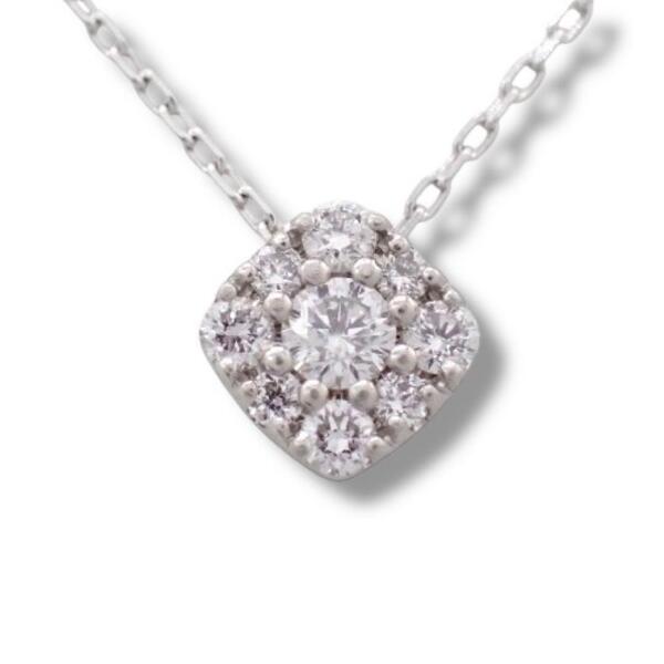 Ponte Vecchio ポンテヴェキオ ダイヤ ダイヤモンド 0.1ct 40cm ネックレス ペンダント ヘイロー プラチナ Pt999 Pt850 ジュエリー 3502