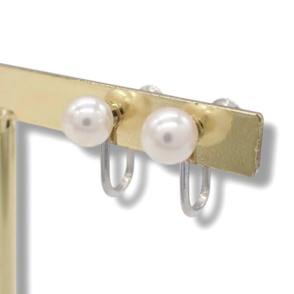 MIKIMOTO ミキモト K14 WG K14WG ホワイトゴールド イヤリング 6.5mm あこや 真珠 パール ジュエリー 3500