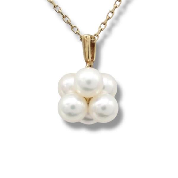 ミキモト MIKIMOTO あこや 真珠 5mm パール ネックレス ペンダント K18 フラワーモチーフ K18YG イエローゴールド 38㎝ ジュエリー 3497