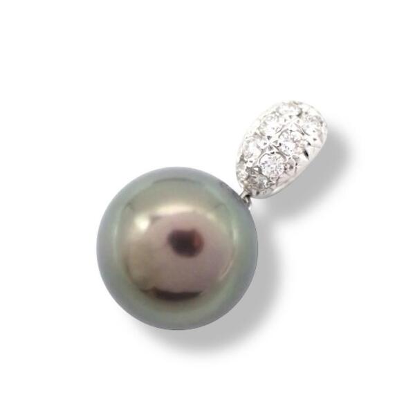 タサキ 田崎真珠 TASAKI 1.2cm 黒蝶真珠 パール ダイヤモンド ダイヤ 0.25ct ネックレストップ ペンダントトップ Pt900 プラチナ 3566