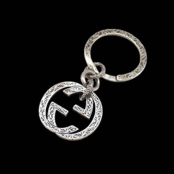 GUCCI グッチ アラベスク チャーム キーリング キーホルダー インターロッキング 925 シルバー 燻し スターリングシルバー 3609