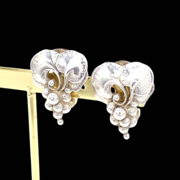 Georg Jensen ジョージジェンセン 1996 イヤリング イヤークリップ ムーンライトグレープ 葡萄 925 シルバー スターリングシルバー 3611