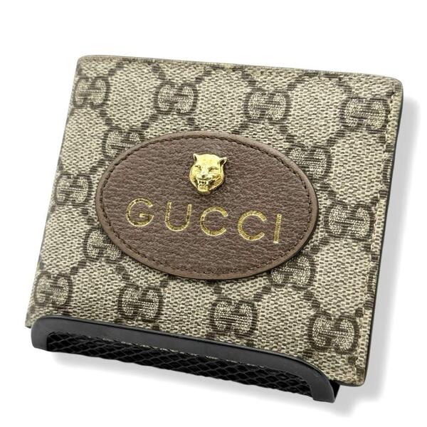 グッチ 折り財布 タイガーヘッド GGスプリーム 札入れ ロゴ PVC GUCCI 473954 メンズ レディース ユニセックス コンパクト 3633