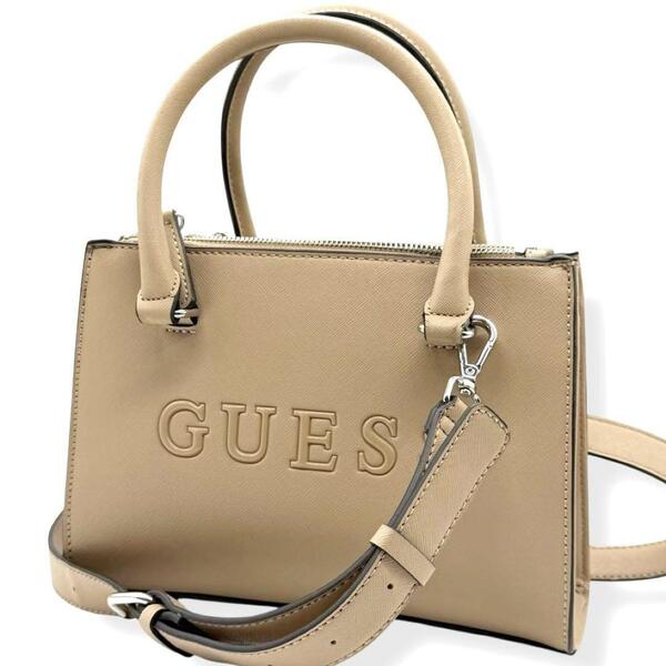 GUESS 2way トートバッグ ショルダーバッグ ベージュ ロゴ ゲス ハンドバッグ ブランド 自立 斜め掛け クロスボディ 3636