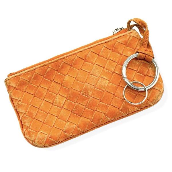 ボッテガヴェネタ コインケース キーリング イントレチャート オレンジ bottega veneta 小銭入れ レザー メンズ レディース cq7