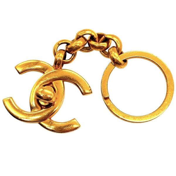 ヴィンテージ シャネル キーホルダー チャーム ターンロック 96p CHANEL キーリング ブランド ハイブランド 小物 ゴールド cq2
