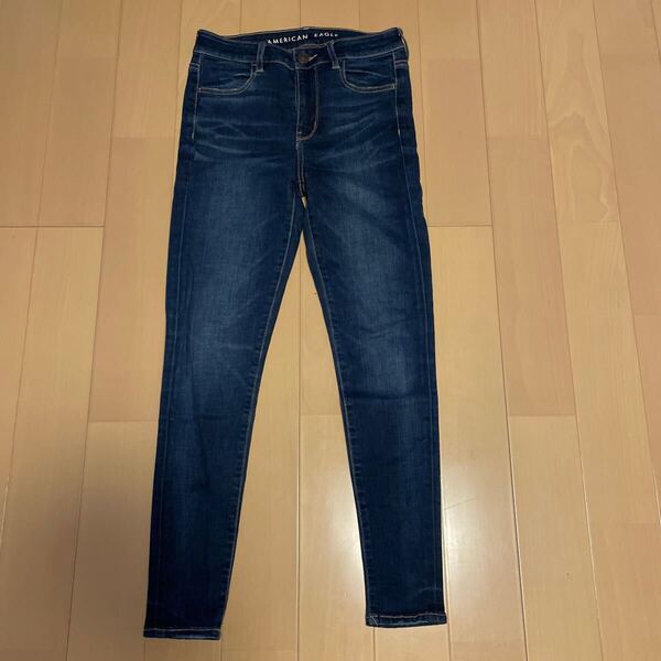 送料込み AMERICAN EAGLE アメリカンイーグル スーパーストレッチハイライズジェギング JEGGING サイズ4 ブルー 送料無料