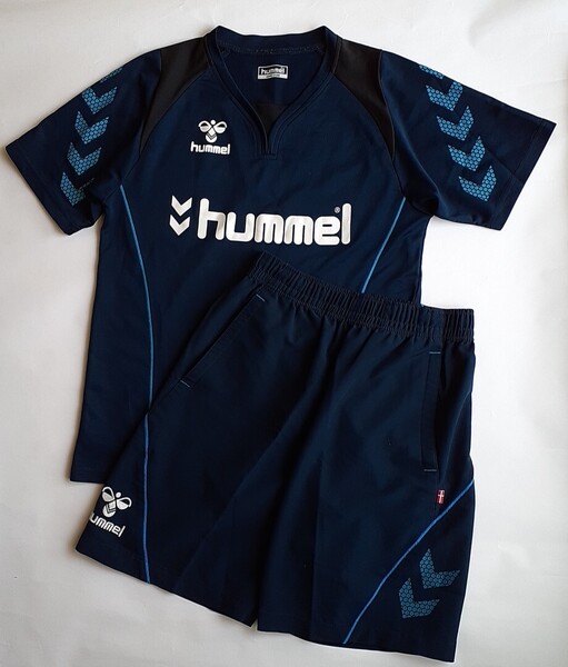 【HUMMEL/ヒュンメル】半袖Tシャツ ハーフパンツ 上下セットアップ 150 ネイビー