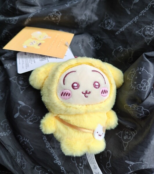★タグ付★ちいかわ サンリオ コラボ マスコットホルダー ぬいぐるみ ハチワレ うさぎ ポムポムプリン モモンガ キティ 着ぐるみ