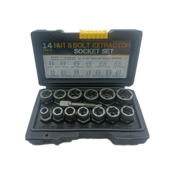 ナットツイスター 14点セット 8-19mm なめたボルト外し ナットリムーバー 潰れた 錆びた 固着 9.5sq ソケット ケース付 管理B6
