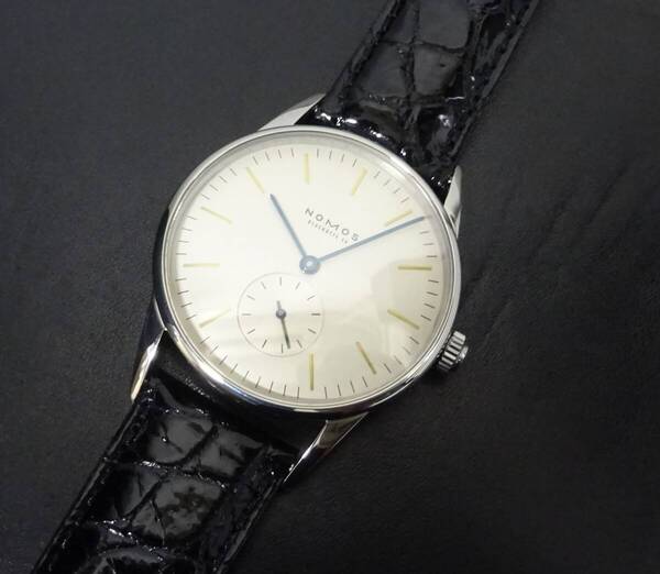 2024年7月 OH・仕上済 NOMOS ノモス オリオン35 OR1A3GW2 アイボリー文字盤 メンズサイズ 手巻き式 良品 本物