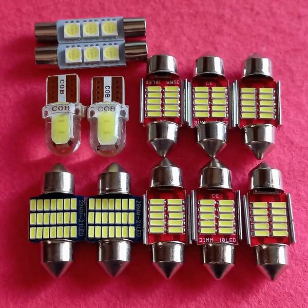CV系 デリカD:5 ローデスト前期 超爆光! T10 LED ルームランプ 12個セット ホワイト ミツビシ /t31/c2/f3/t28
