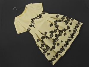 ef-de ff-de Флокированный принт A-line платье размер 15/желтый ■◆ ☆ ffb8 Дамы