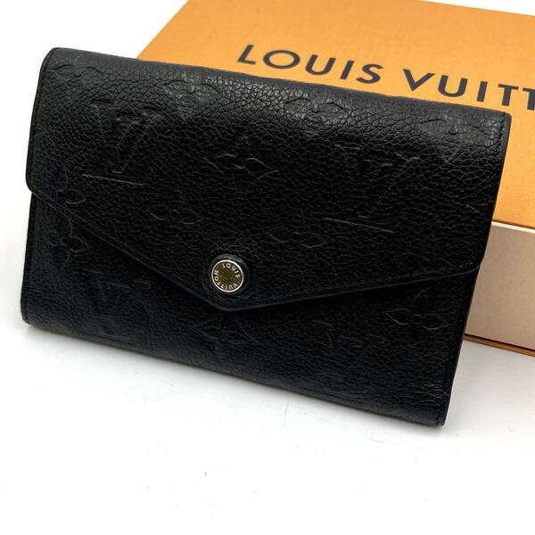 LOUIS VUITTON ルイヴィトン モノグラム アンプラント キュリーズ 三つ折り ブラック 黒 ノワール レザー ゴールド