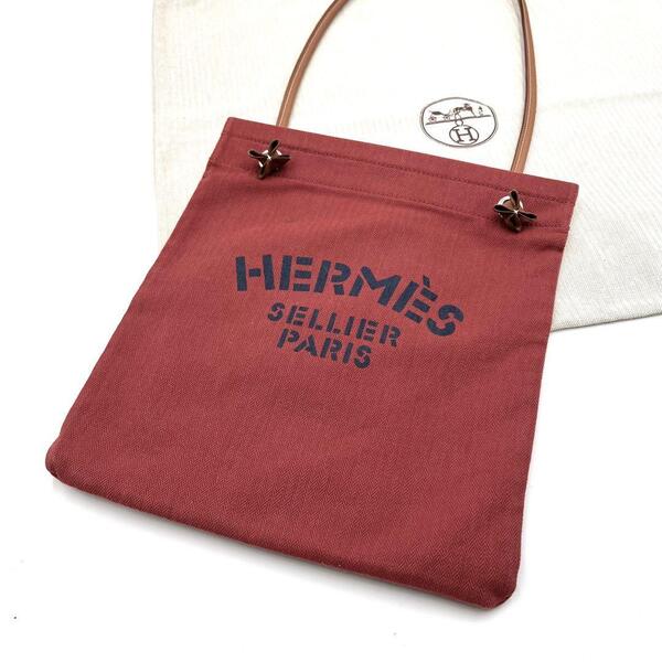 美品 正規品 HERMES エルメス サック アリーヌ MM ショルダーバッグ レッド 赤 キャンバス