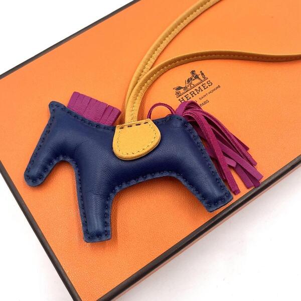 HERMES エルメス ロデオチャーム PM ネイビー イエロー パープル ホース 馬