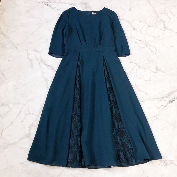 Rifanne リファンネ 東京ソワール ドレス ワンピース レース 緑 グリーン 結婚式 食事会 フォーマル オケージョン フレア フラワー 9 M