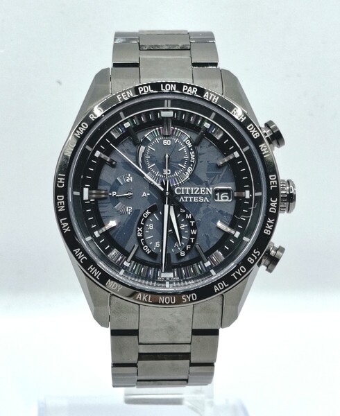 【極美品】CITIZEN シチズン AT8287-62E H800-A1CN20C ATTESA アテッサ アクトライン HAKUTO-R ブラックチタン エコドライブ クロノグラフ