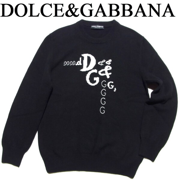 DOLCE&GABBANA ドルチェ&ガッバーナ ウール カシミヤ DGロゴ ニット セーター 44 黒 ブラック GXA63Z / JAM3D