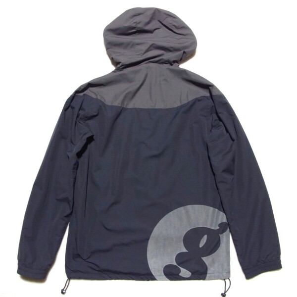 希少 GOODENOUGH グッドイナフ CAP SHOULDER HOODY ロゴ ナイロン ジャケット マウンテンパーカー 2 ネイビー x グレー GE-121002