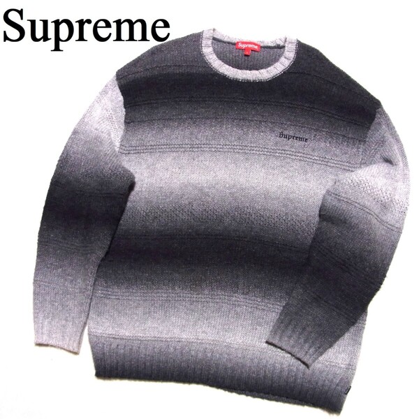 22AW Supreme Gradient Stripe Sweater L シュプリーム グラデーション ストライプ ニット セーター ブラック