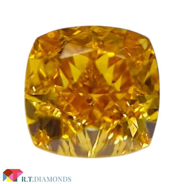 FANCY VIVID YELLOW ORANGE 0.107ct CU/RT3140/CGL