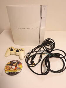 PlayStation 3 プレステ3 本体+コントローラー+ワンピース海賊無双3 電源確認済み CECHH00 ホワイト