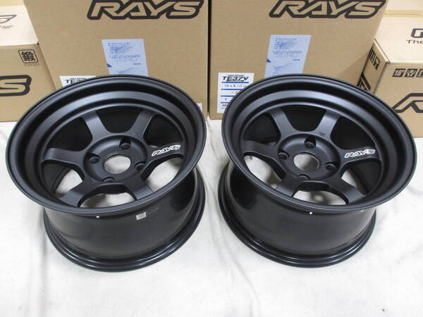 ★送料無料! 即納! 新品未使用! RAYS TE37V 2324 マットブラック 2本 15インチ8.5J-5 PCD114.3 4穴 AE86 ハチロク ハコスカなどに★